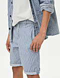 Pure Cotton Denim Striped Shorts (6-16 Yrs)