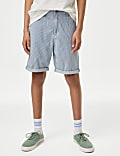 Pure Cotton Denim Striped Shorts (6-16 Yrs)