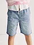 Denim Elasticated Waist Frayed Shorts (6-16 Yrs)