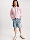Denim Elasticated Waist Frayed Shorts (6-16 Yrs)