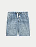 Denim Elasticated Waist Frayed Shorts (6-16 Yrs)