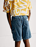 Pure Cotton Denim Elasticated Waist Shorts (6-16 Yrs)