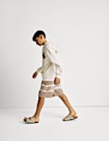 Short 100&nbsp;% coton à motif teinté au noeud (du 6 au 16&nbsp;ans)