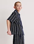 Pure Cotton Textured Stripe Shirt (6-16 Yrs)