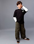 Pantal&oacute;n barrel 100 % algod&oacute;n (6-16 a&ntilde;os)