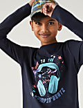 Pure Cotton Headphones Print Top (6-16 Yrs)