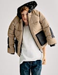 Padded Hooded Colour Block Coat (6-16 Yrs)