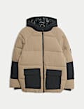 Padded Hooded Colour Block Coat (6-16 Yrs)