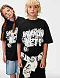 Puur katoenen NBA-T-shirt met 'Brooklyn Nets' (6-16 jaar)