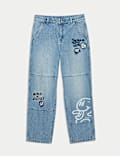 The Doodle Boy Pure Cotton Relaxed Slogan Jeans (4-16 Yrs)