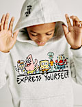 Sweat à capuche en coton à motif graphique Doodle Boy™ x SpongeBob SquarePants™ (du 4 au 16 ans)
