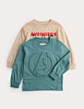 2pk Pure Cotton Marvel™ Long Sleeve Tops (2-8 Yrs)