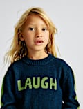 סוודר Laugh מבד עשיר בצמר מרינו (10-2 שנים)