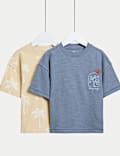 2pk Pure Cotton Embroidered T-Shirts (2-8 Yrs)