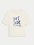 Pure Cotton 'Outside' Slogan T-Shirt (1-8 Yrs)