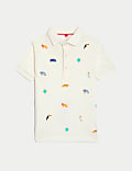 Pure Cotton Animal Embroidered Polo Shirt (2-8 Yrs)