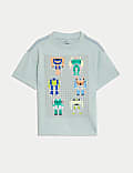 T-shirt με στάμπα ρομπότ από 100% βαμβάκι (2-8 ετών)