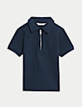 Pure Cotton Ribbed Zip Jersey Polo Shirt (2-8 Yrs)