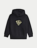 Sudadera con capucha de algodón con texto “Tokyo” (2-8 años)