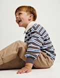 Cotton Rich Graphic Striped Rugby Top (2-8 Yrs)