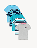 Lot de 5&nbsp;t-shirts en coton à imprimé requin (du 2 au 8&nbsp;ans)