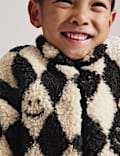 Harlequin Patterned Borg Jacket (2-8 Yrs)