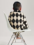 Harlequin Patterned Borg Jacket (2-8 Yrs)