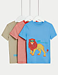 3pk Pure Cotton Safari T-Shirts (2-8 Yrs)