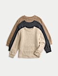 3pk Pure Cotton Waffle Tops (2-8 Yrs)