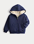 Sudadera con capucha, cremallera y forro de borreguito (1-10 años)