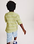 Pure Cotton Striped Textured T-Shirt (2-8 Yrs)