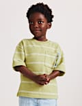 Pure Cotton Striped Textured T-Shirt (2-8 Yrs)