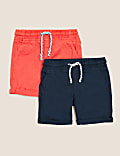 2pk Pure Cotton Ripstop Shorts (2-7 Yrs)