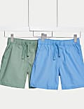 2pk Pure Cotton Ripstop Shorts (2-8 Yrs)
