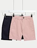 Set van 2 katoenrijke korte chino's (2-8 jaar)