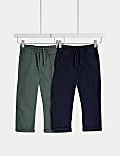 2pk Pure Cotton Ripstop Trousers (2-8 Yrs)