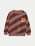 Sweat-shirt 100&nbsp;% coton à rayures avec texte (du 2&nbsp;au 8&nbsp;ans)