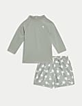 2pc Palm Print Swim Set (2-8 Yrs)