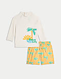 2pc Palm Print Swim Set (2-8 Yrs)