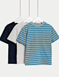 3pk Pure Cotton Striped T-Shirts (2-8 Yrs)