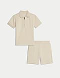 Cotton Blend Pique Top & Bottom Outfit (2-16 Yrs)