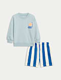 Ensemble 2 pièces sweat et short en coton (du 1 au 8 ans)