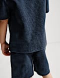 2pc Pure Cotton Waffle Shirt and Short Set (2-8 Yrs)