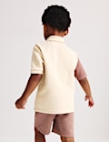 2pc Cotton Blend Pique Colour Block Polo Outfit (1-8 Yrs)