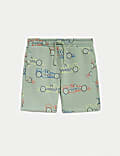 Cotton Rich Car Print Shorts (2-8 Yrs)