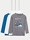 3pk Pure Cotton Digger and Plain Tops (2-8 Yrs)