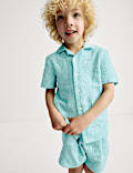 Pure Cotton Leaf Embroidered Shirt (2-8 Yrs)