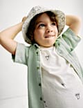 2-delige set met overhemd en T-shirt van katoen en linnen (2-8 jaar)