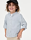 Linen Rich Grandad Collar Shirt (1-8 Yrs)