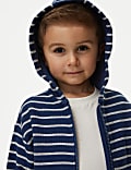 Cotton Rich Textured Striped Zip Hoodie (2-8 Yrs)